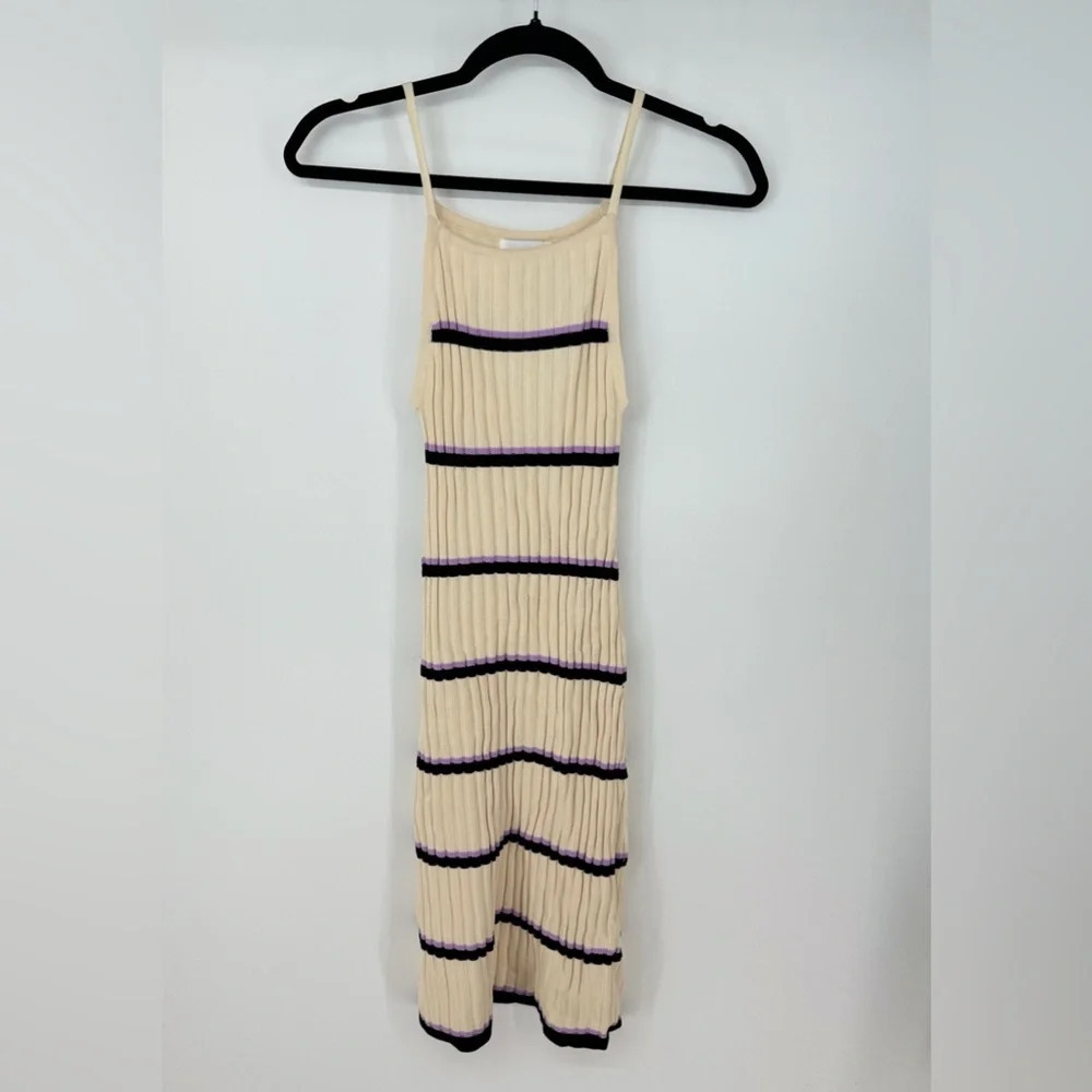 Compañia Fantastica Striped Square Neck Sleeveless Midi Dress